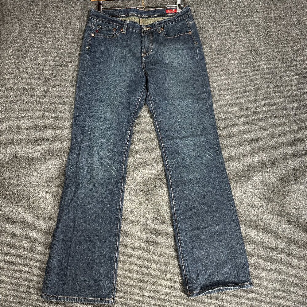 Seven7 Jeans Womens 32 Bootcut Medium Wash Cotton Stretch Pocket Stitching Logo